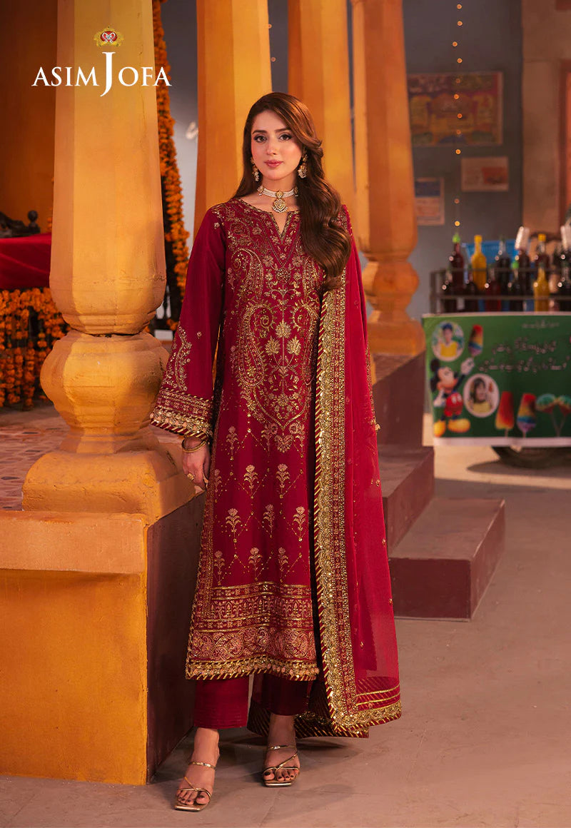 AJKK-19 Chamkeeli Collection by ASIM JOFA - 3 Pcs Unstitched Suit