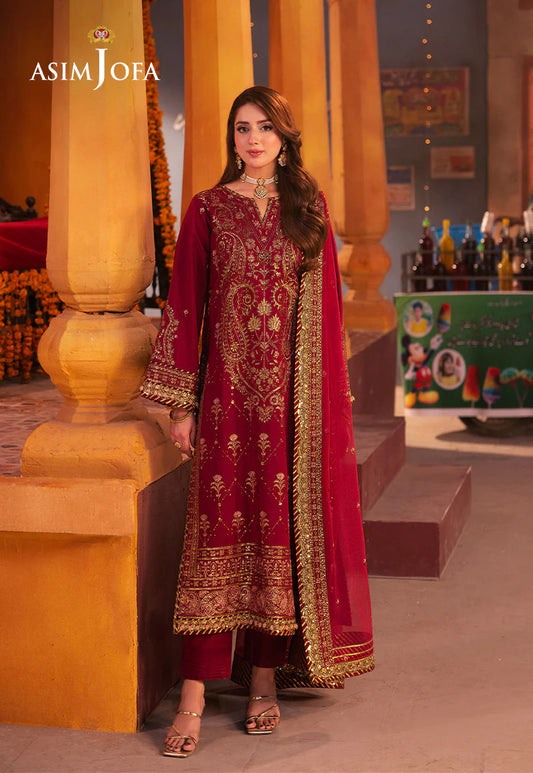 AJKK-19 Chamkeeli Collection by ASIM JOFA - 3 Pcs Unstitched Suit