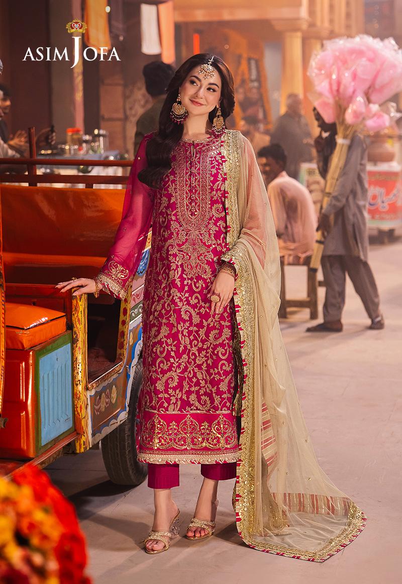 AJKK-14 Chamkeeli Collection by ASIM JOFA - 3 Pcs Unstitched Suit