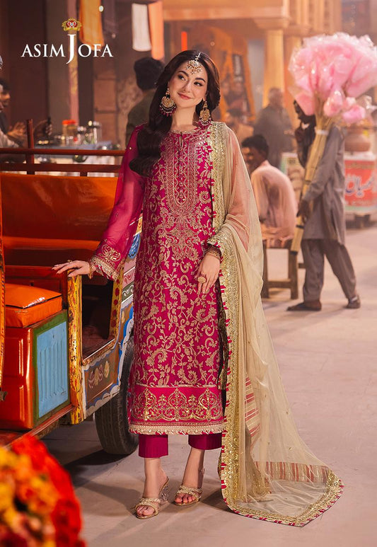 AJKK-14 Chamkeeli Collection by ASIM JOFA - 3 Pcs Unstitched Suit