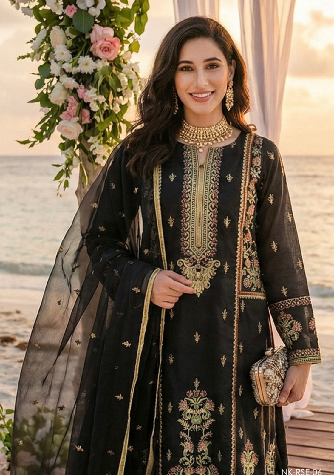 NK-RSE-06 Embroidered Raw Silk - 3 Pcs
