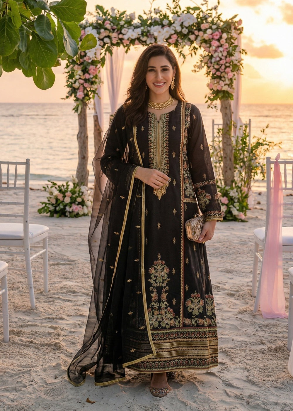 NK-RSE-06 Embroidered Raw Silk - 3 Pcs