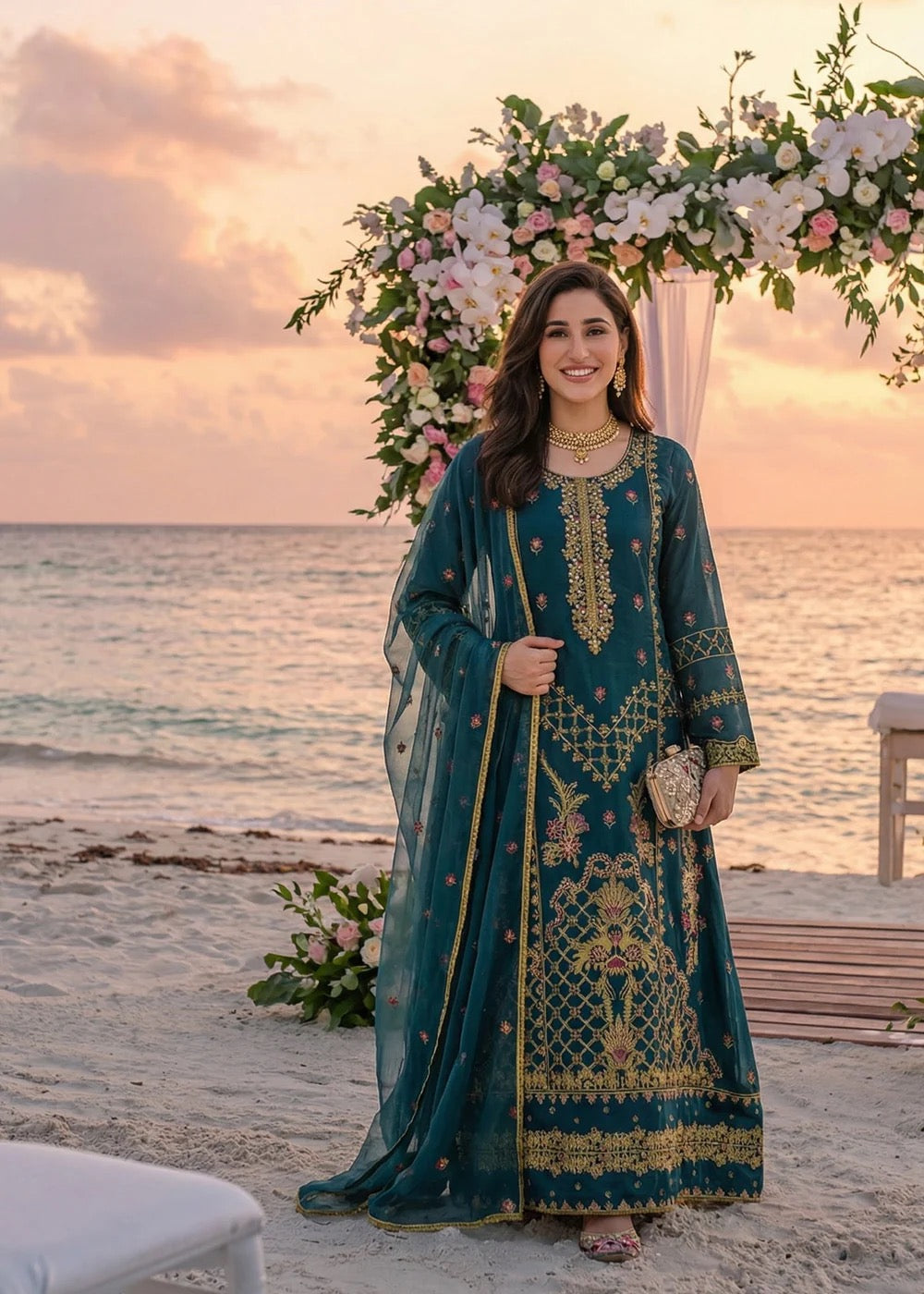 NK-RSE-04 Embroidered Raw Silk - 3 Pcs