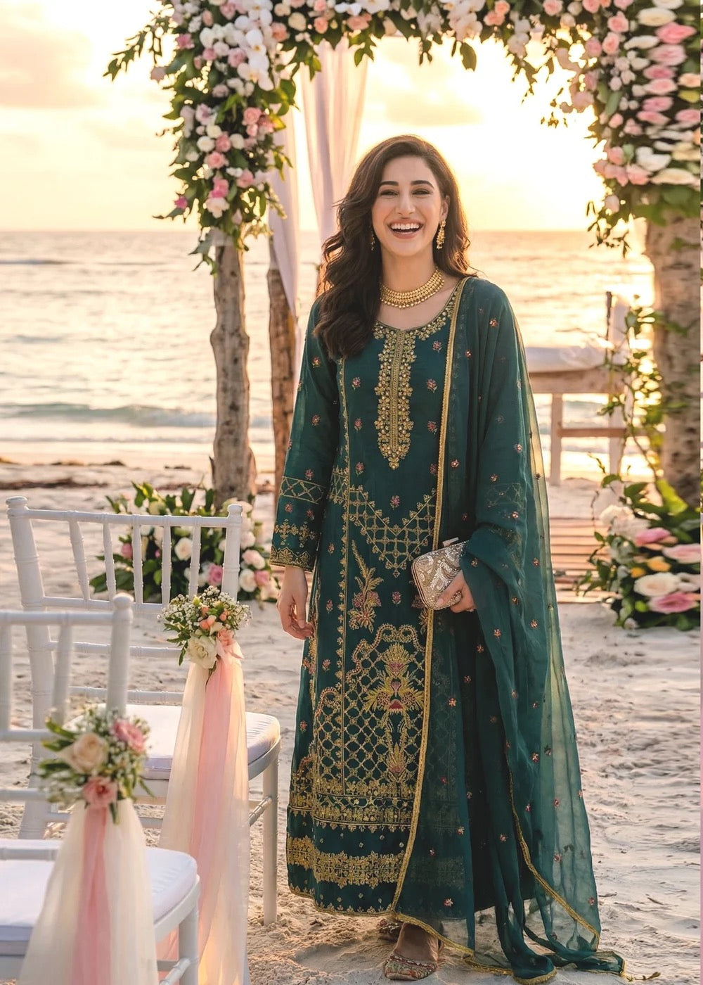 NK-RSE-04 Embroidered Raw Silk - 3 Pcs