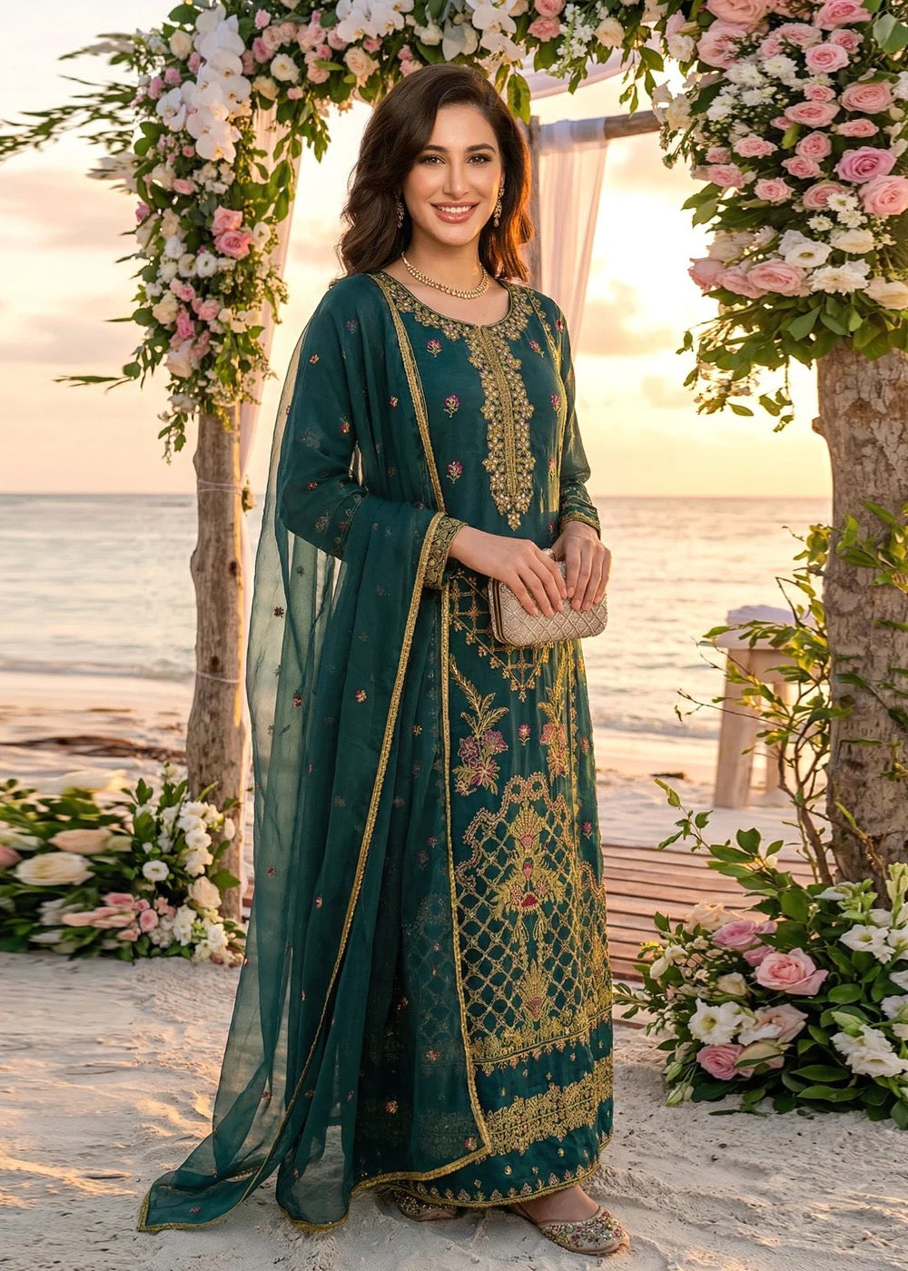 NK-RSE-04 Embroidered Raw Silk - 3 Pcs
