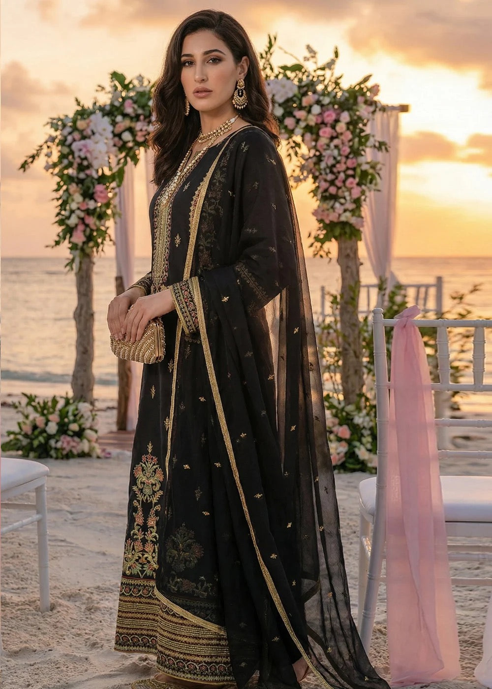 NK-RSE-06 Embroidered Raw Silk - 3 Pcs