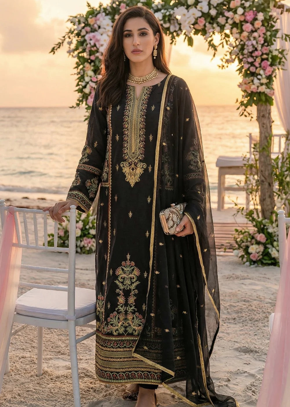 NK-RSE-06 Embroidered Raw Silk - 3 Pcs