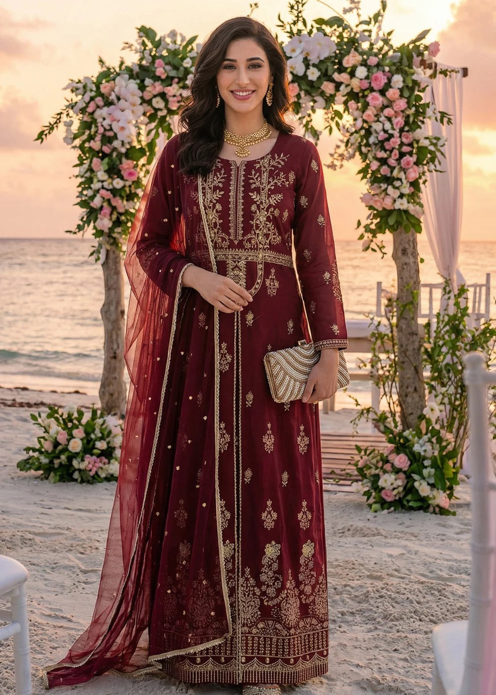 NK-RSE-05 Embroidered Raw Silk - 3 Pcs