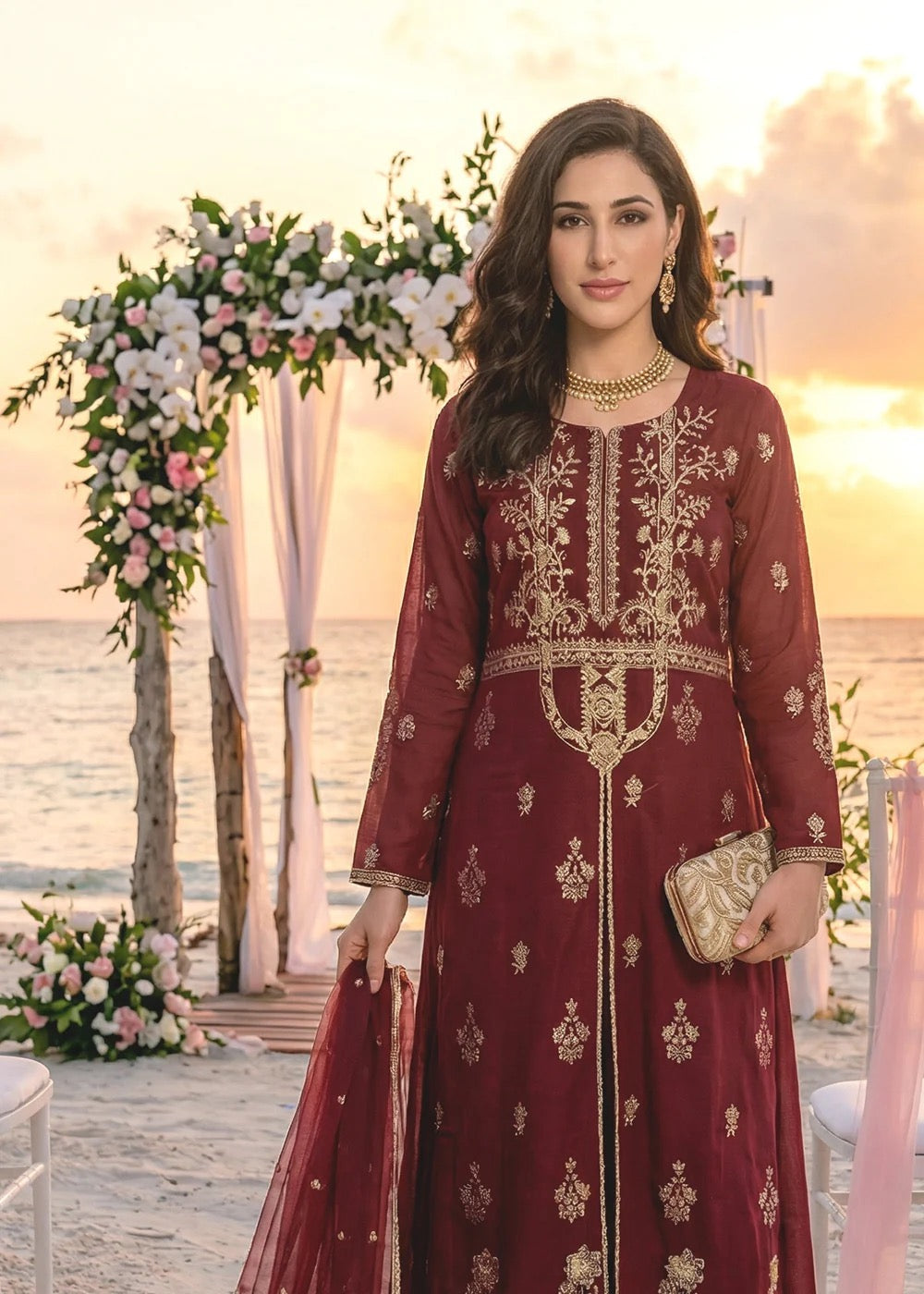 NK-RSE-05 Embroidered Raw Silk - 3 Pcs