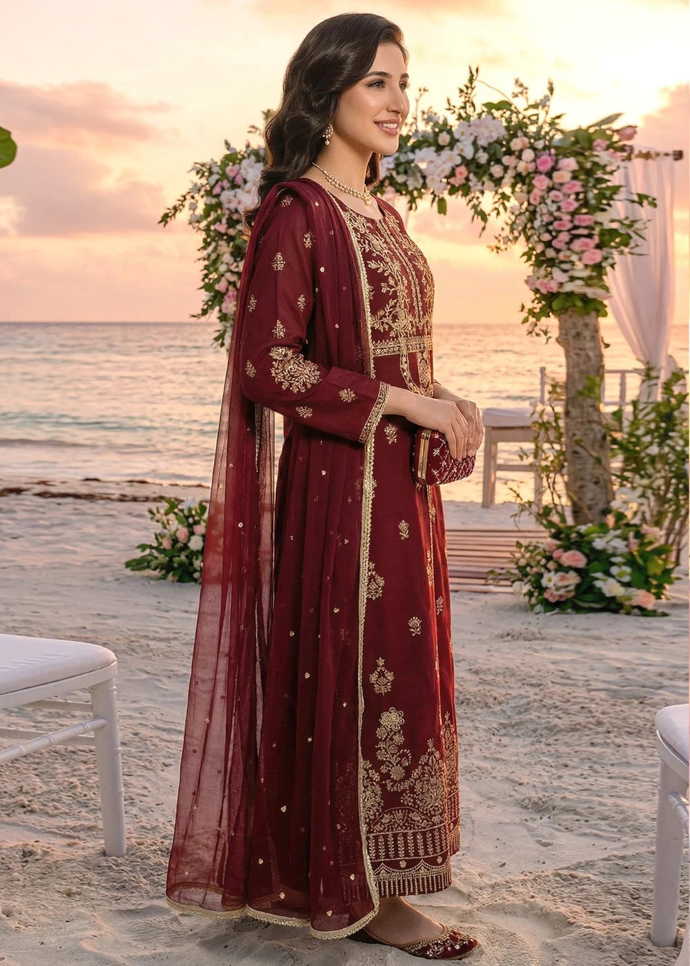 NK-RSE-05 Embroidered Raw Silk - 3 Pcs